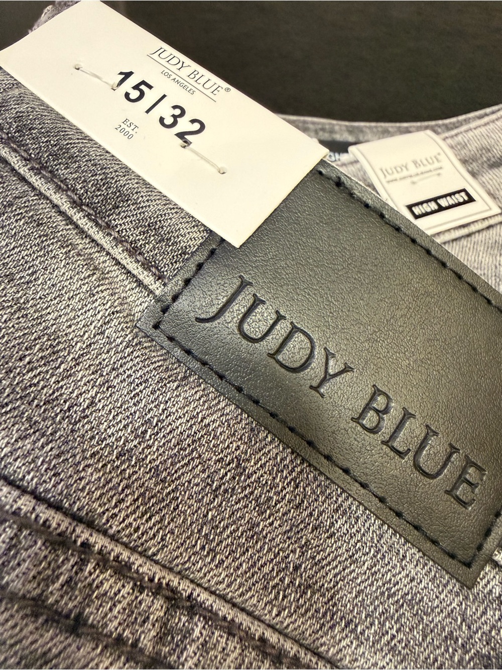 Judy Blue Gray High-Rise Rhinestone Detail Jeans